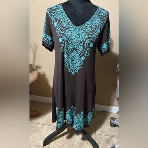 Brown and turquoise dress size large no tags never worn